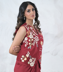 PHOOL-PATTI VEST COAT WITH PLEATED SKIRT SET