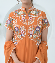 PHOOL-PATTI ANARKALI DRESS WITH DUPATTA
