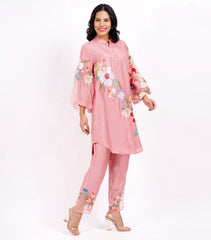 POWDER PINK VALLEY OF FLOWER TUNIC SET