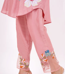 POWDER PINK VALLEY OF FLOWER TUNIC SET