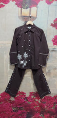 PICHWAI EMBROIDERY COORD SET WITH BUTTONED PANTS