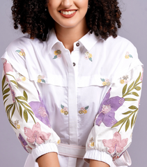 DROP SHOULDER BOTANICAL DRESS