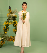 GEOMETRIC PLEATED JAALI DRESS