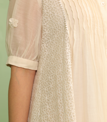 GEOMETRIC PLEATED JAALI DRESS