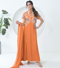 PHOOL-PATTI ANARKALI DRESS WITH DUPATTA
