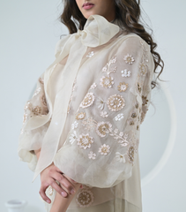 MONOCHROME PHOOL-PATTI BOW TIE-UP CO-ORD SET