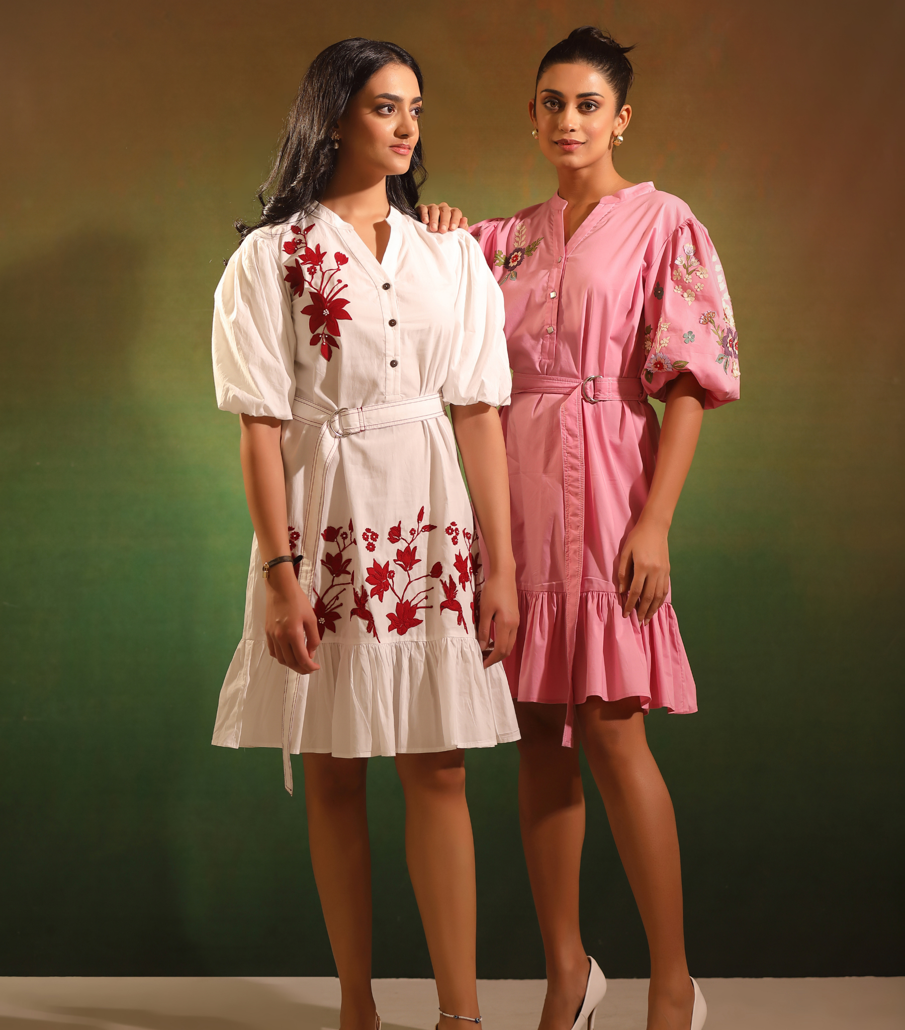PINK BLOOM BADABAGH BOTTOM FRILL DRESS