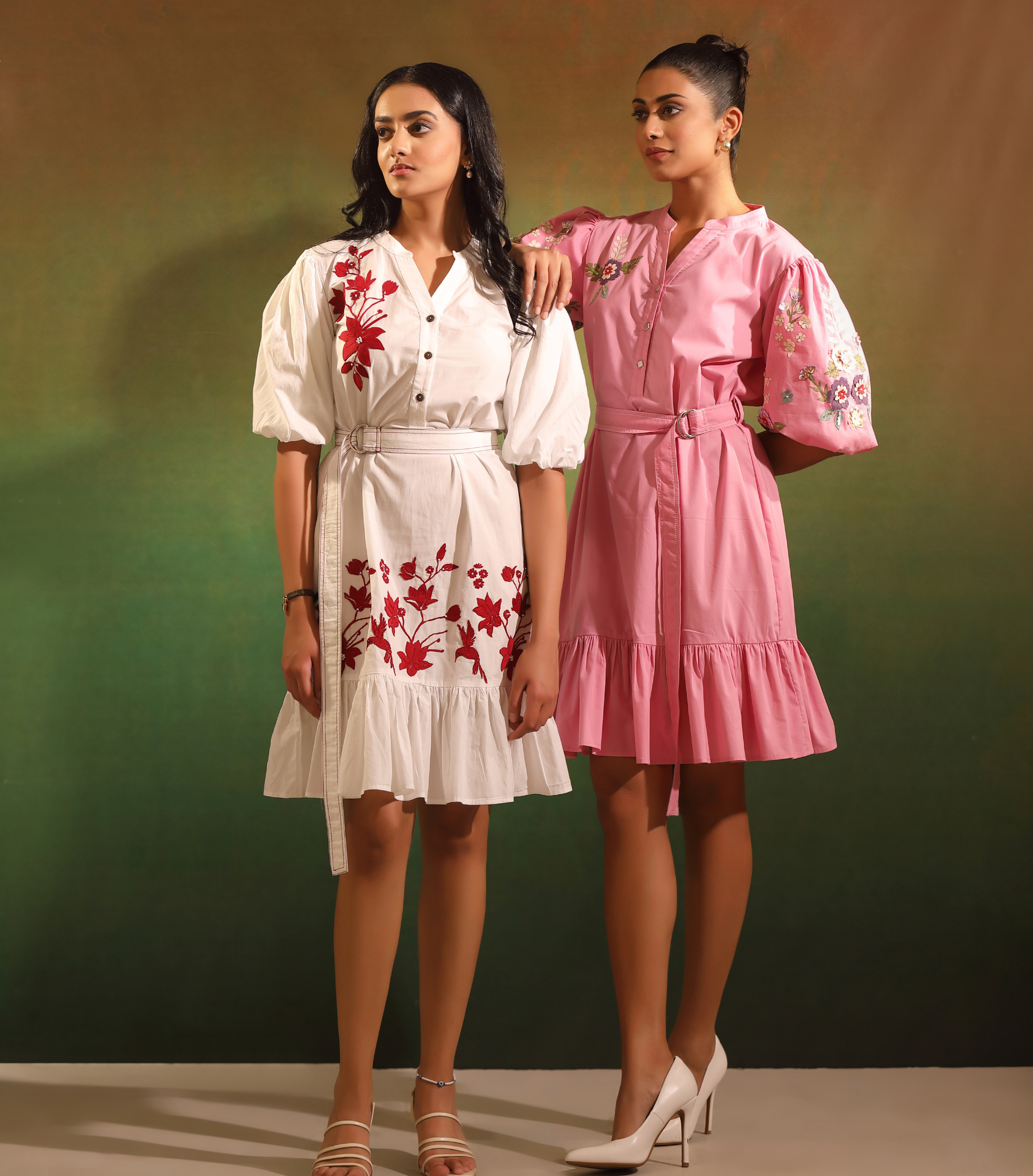 PINK BLOOM BADABAGH BOTTOM FRILL DRESS