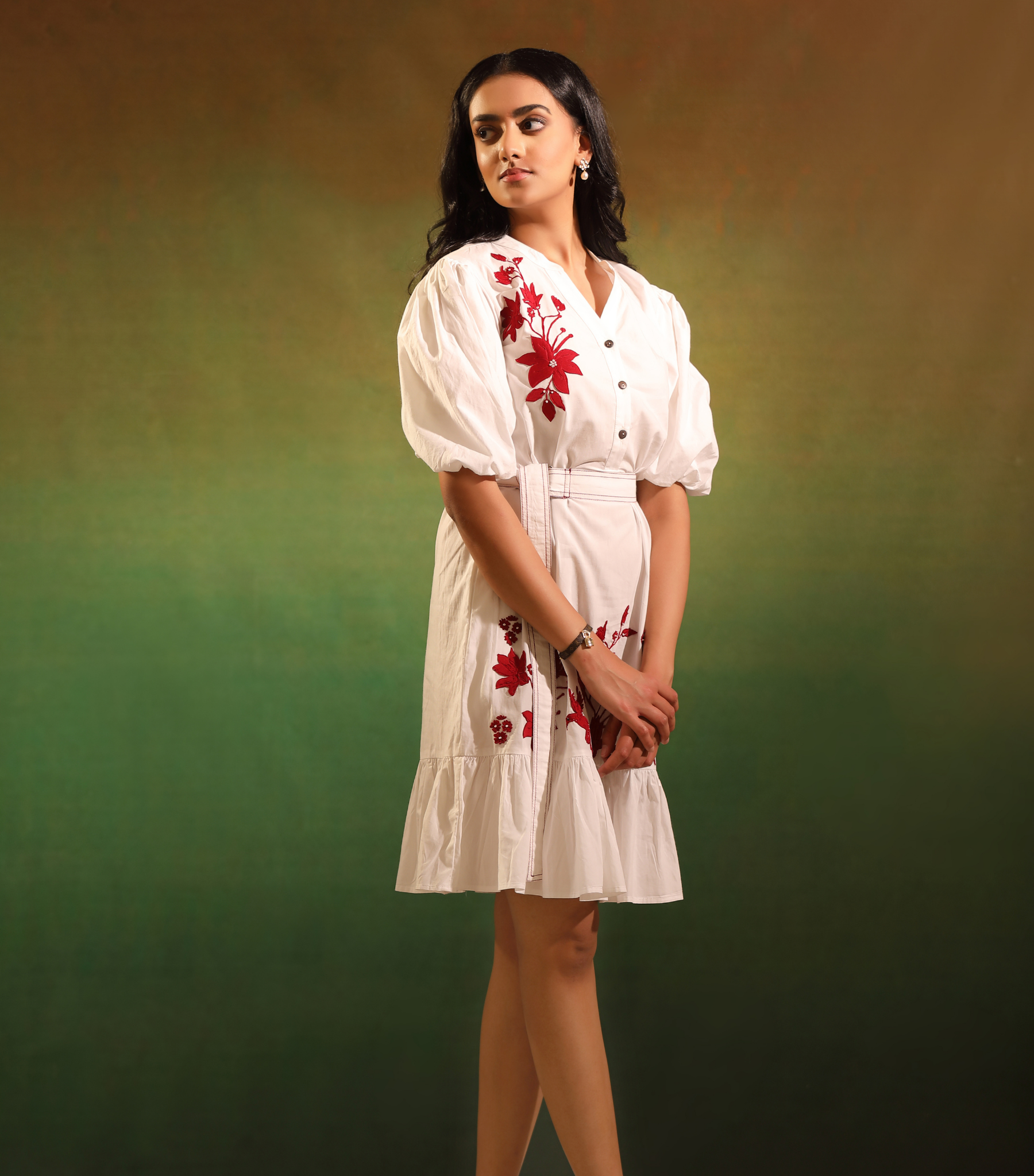 WHITE BLOOM BADABAGH BOTTOM FRILL DRESS