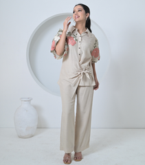 GULAB ORGANZA SLEEVE SIDE TIE UP CO-ORD SET