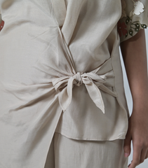 GULAB ORGANZA SLEEVE SIDE TIE UP CO-ORD SET