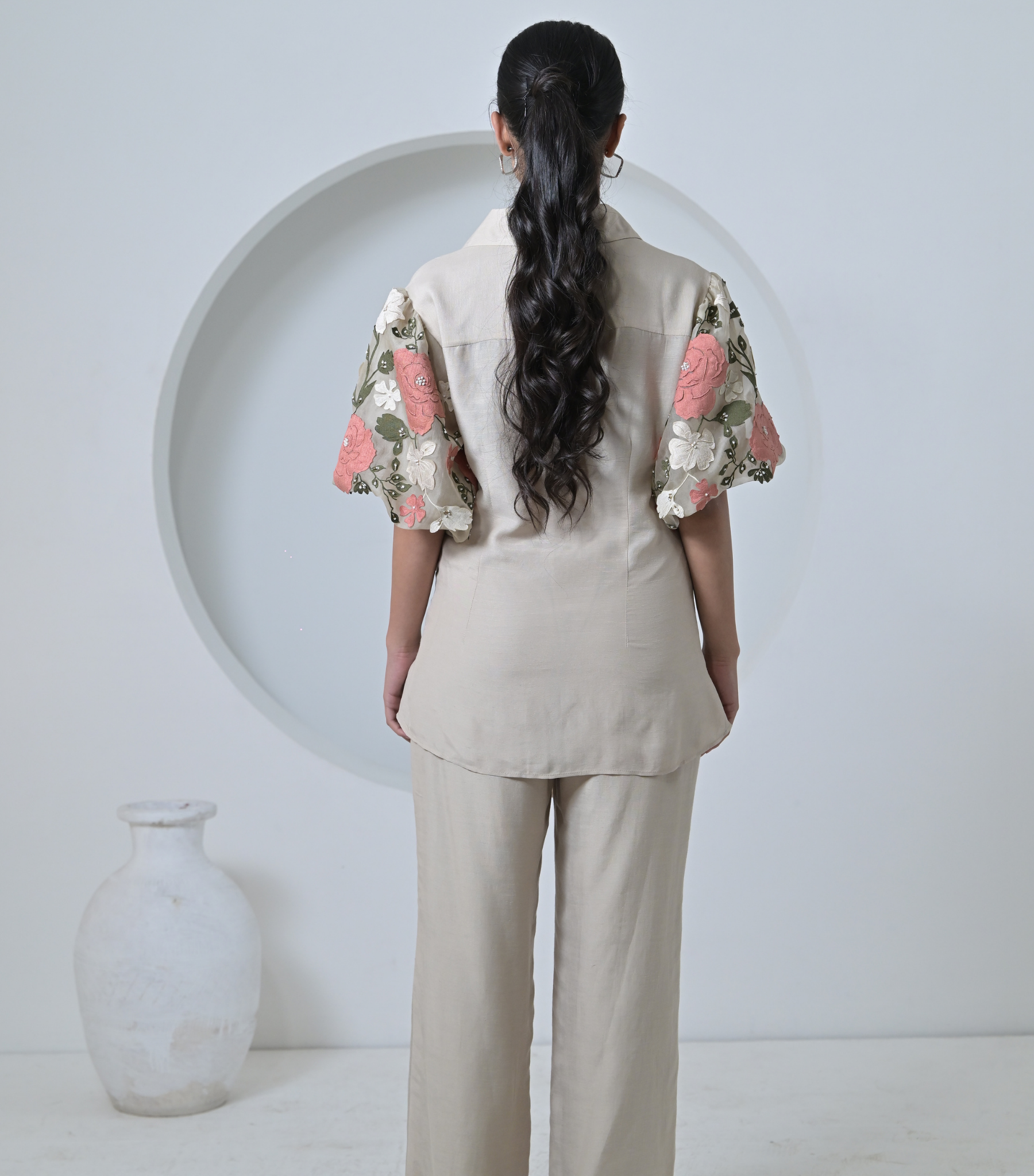 GULAB ORGANZA SLEEVE SIDE TIE UP CO-ORD SET