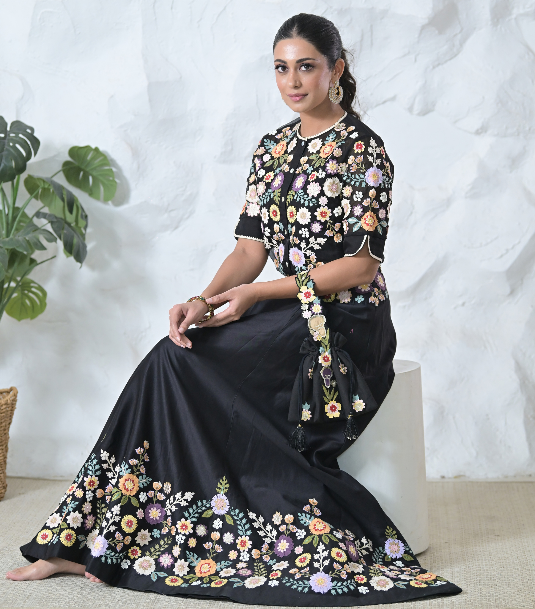 PHOOL-PATTI BLACK LEHENGA SET