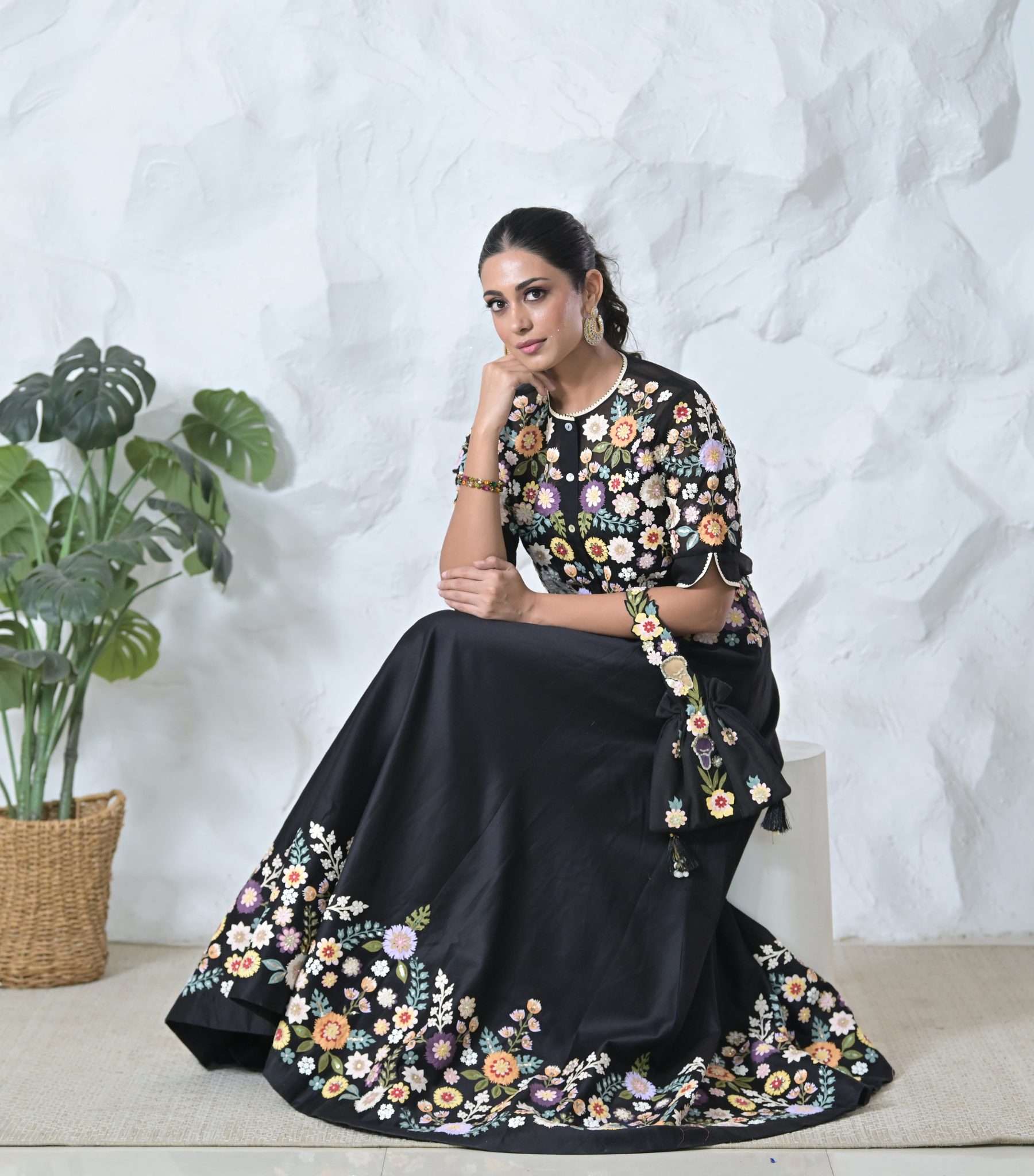 PHOOL-PATTI BLACK LEHENGA SET