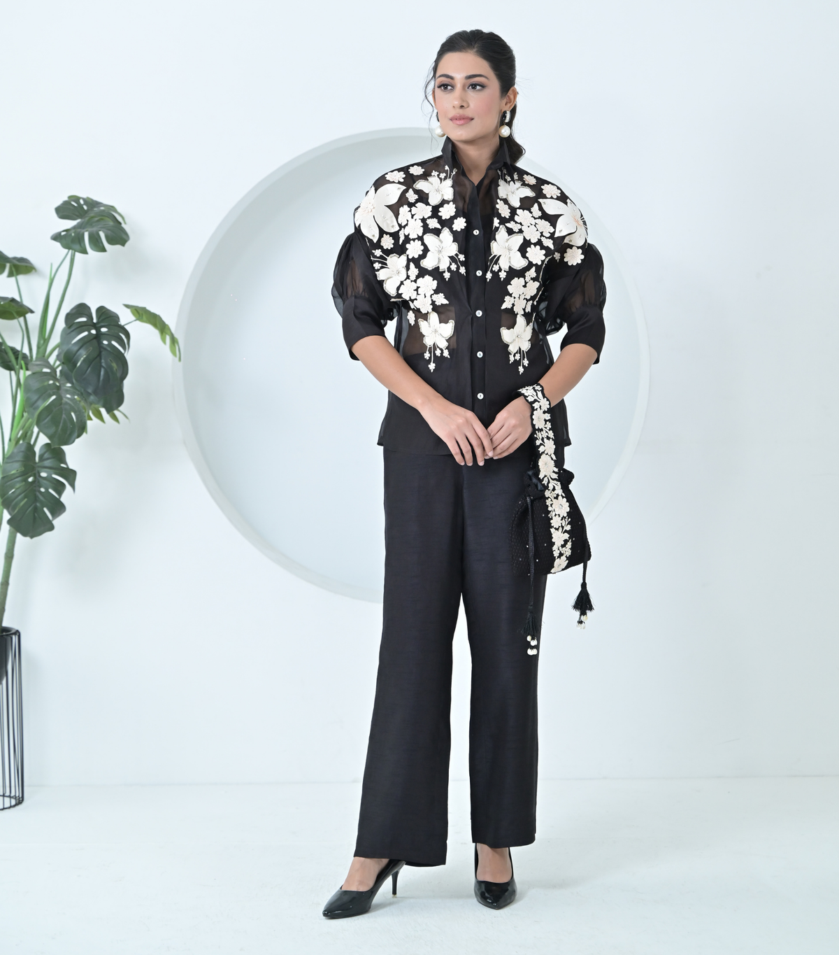 IVORY GARDEN ORGANZA SHIRT COORD SET