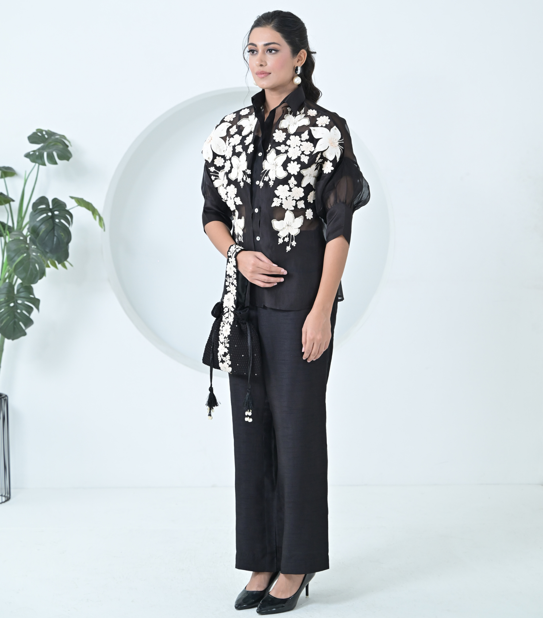 IVORY GARDEN ORGANZA SHIRT COORD SET