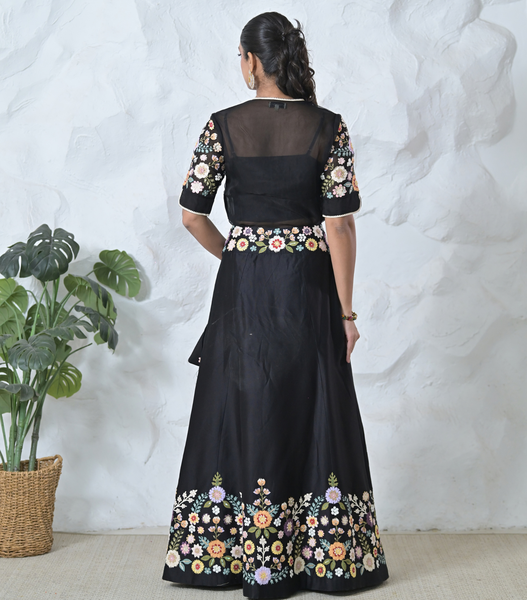 PHOOL-PATTI BLACK LEHENGA SET