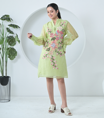 DUPION BIG FLOWER ORGANZA DRESS