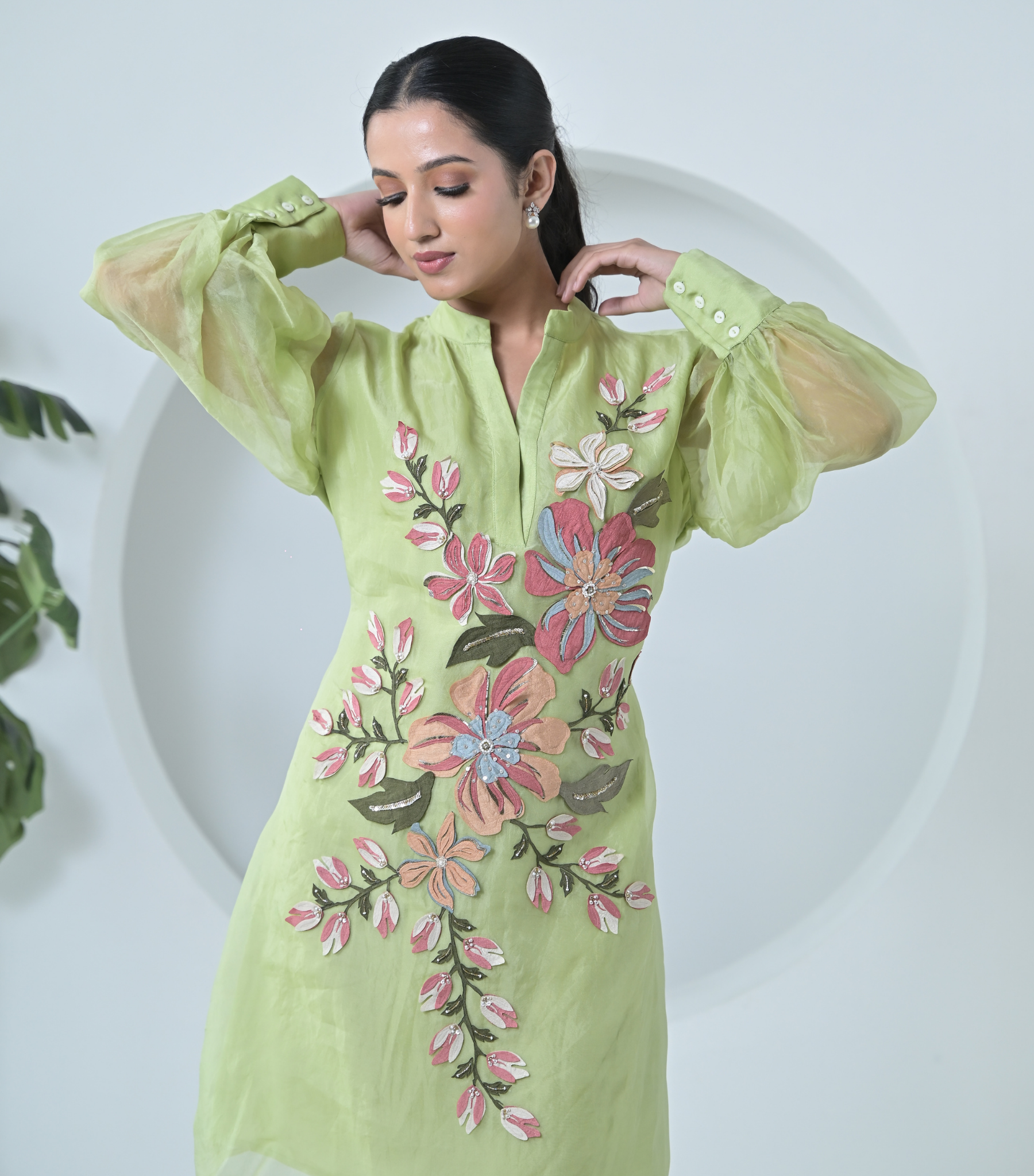 DUPION BIG FLOWER ORGANZA DRESS