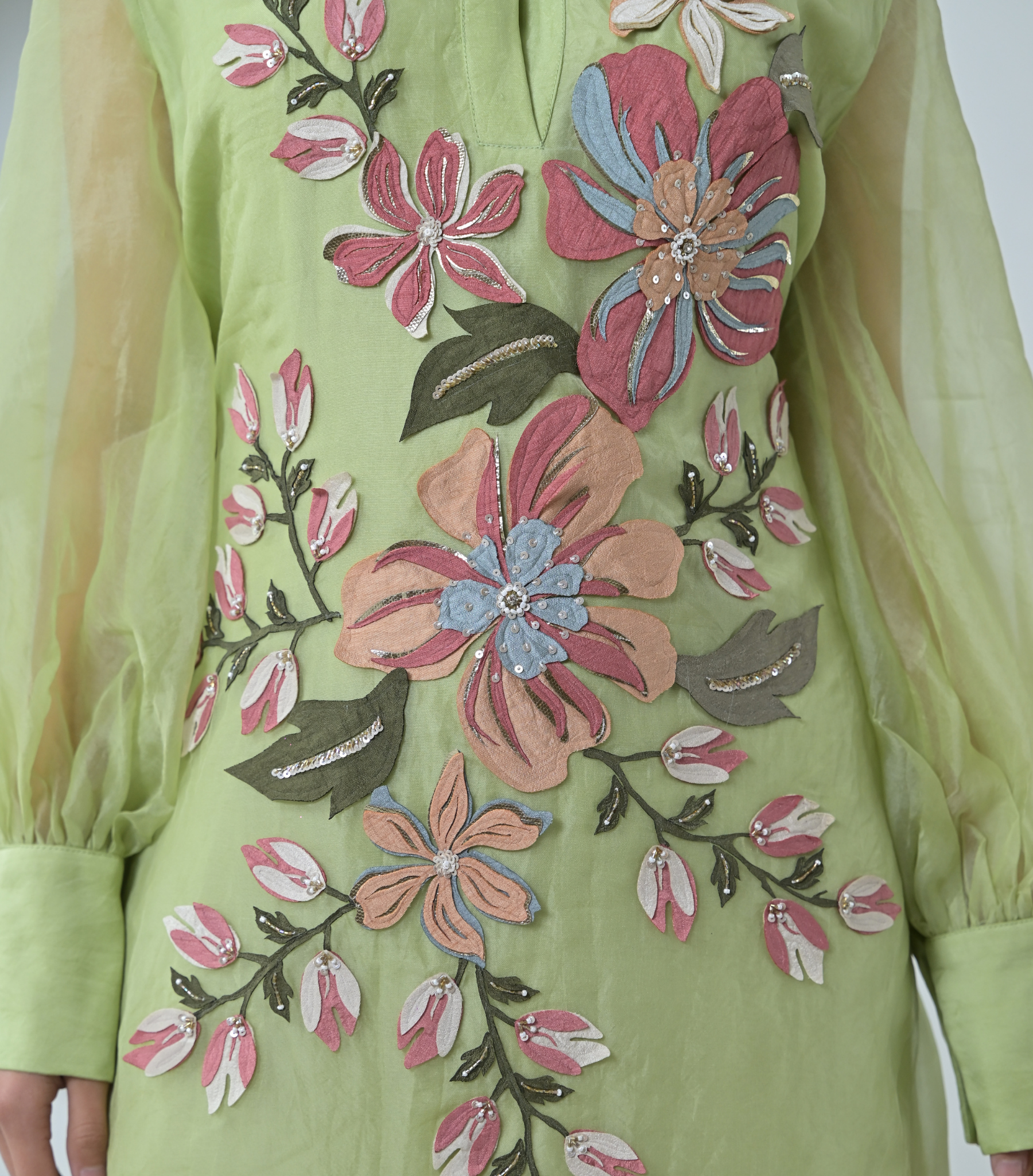 DUPION BIG FLOWER ORGANZA DRESS