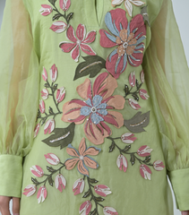 DUPION BIG FLOWER ORGANZA DRESS