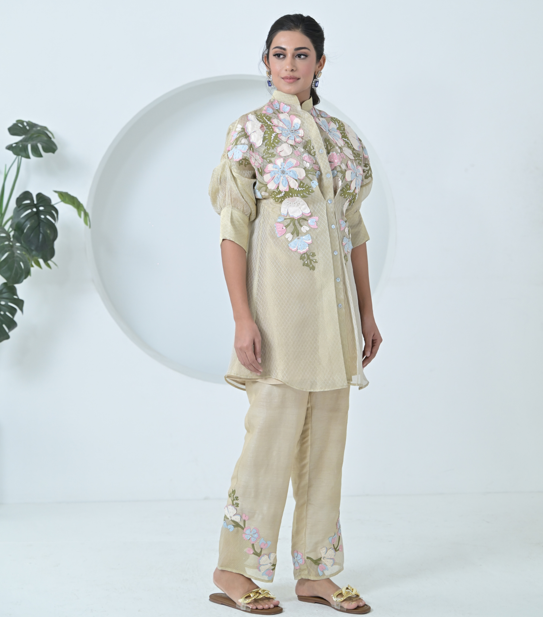 BIG KHUSHBOO TEXTURED ORGANZA LONG TUNIC SET
