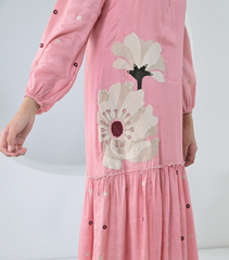 BIG VELVET FLOWERS LONG DRESS
