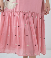 BIG VELVET FLOWERS LONG DRESS