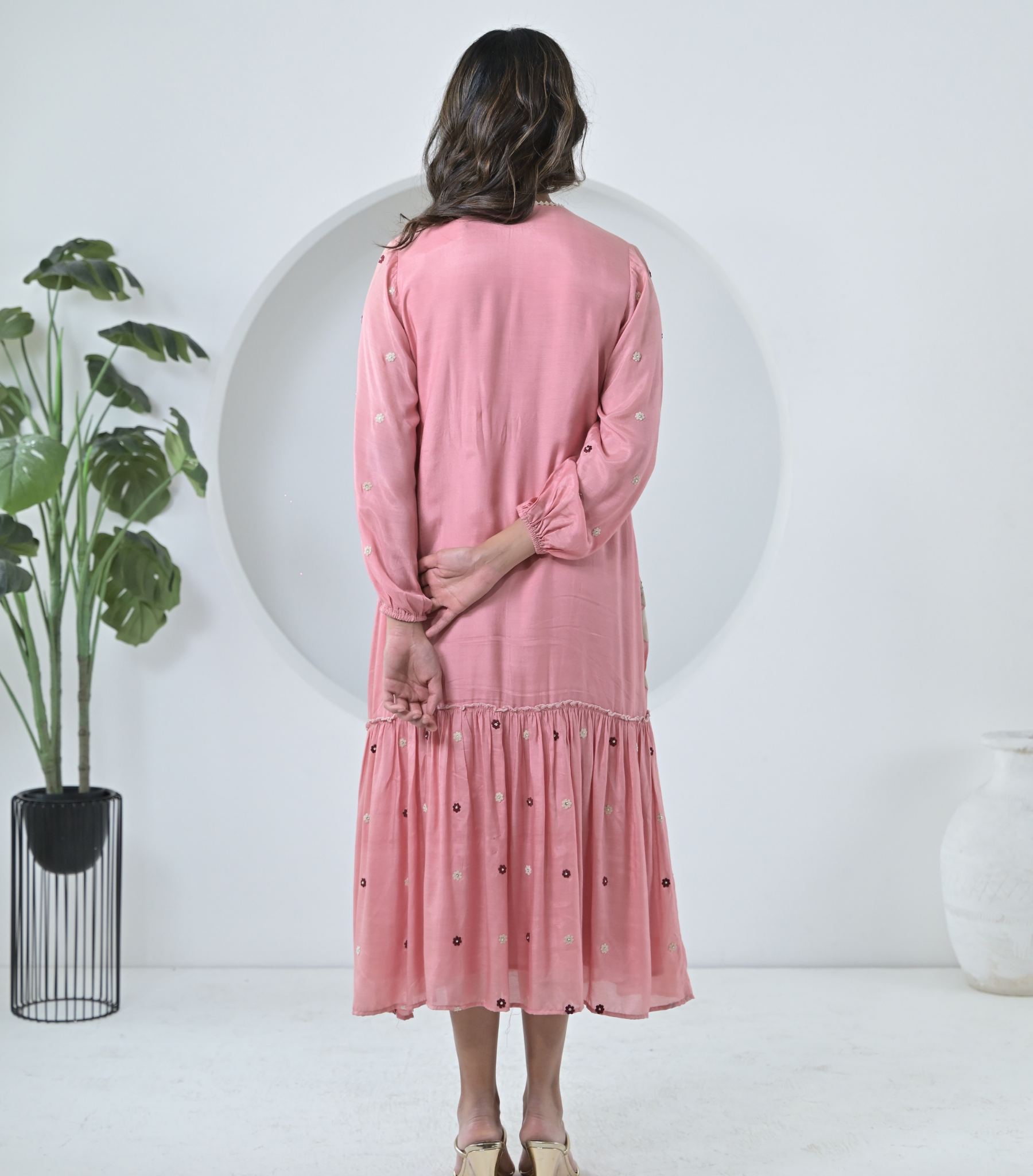 BIG VELVET FLOWERS LONG DRESS