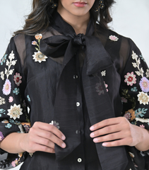 PHOOL PATTI ORGANZA BOW TIE-UP COORD SET