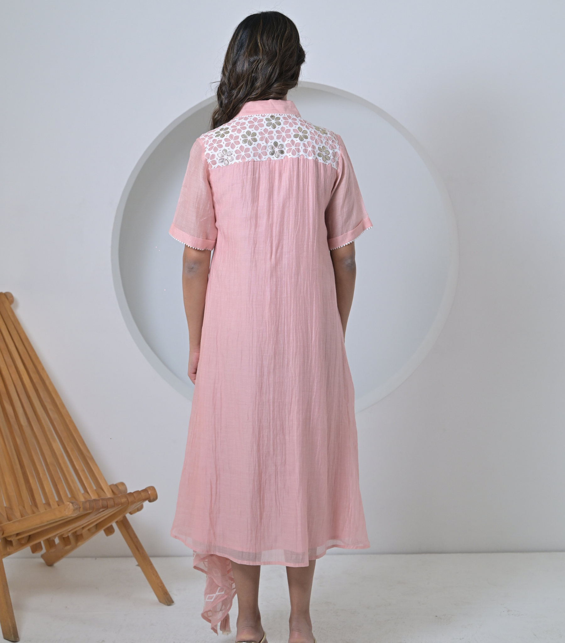 GEOMETRIC FLORAL TIE-UP DRESS