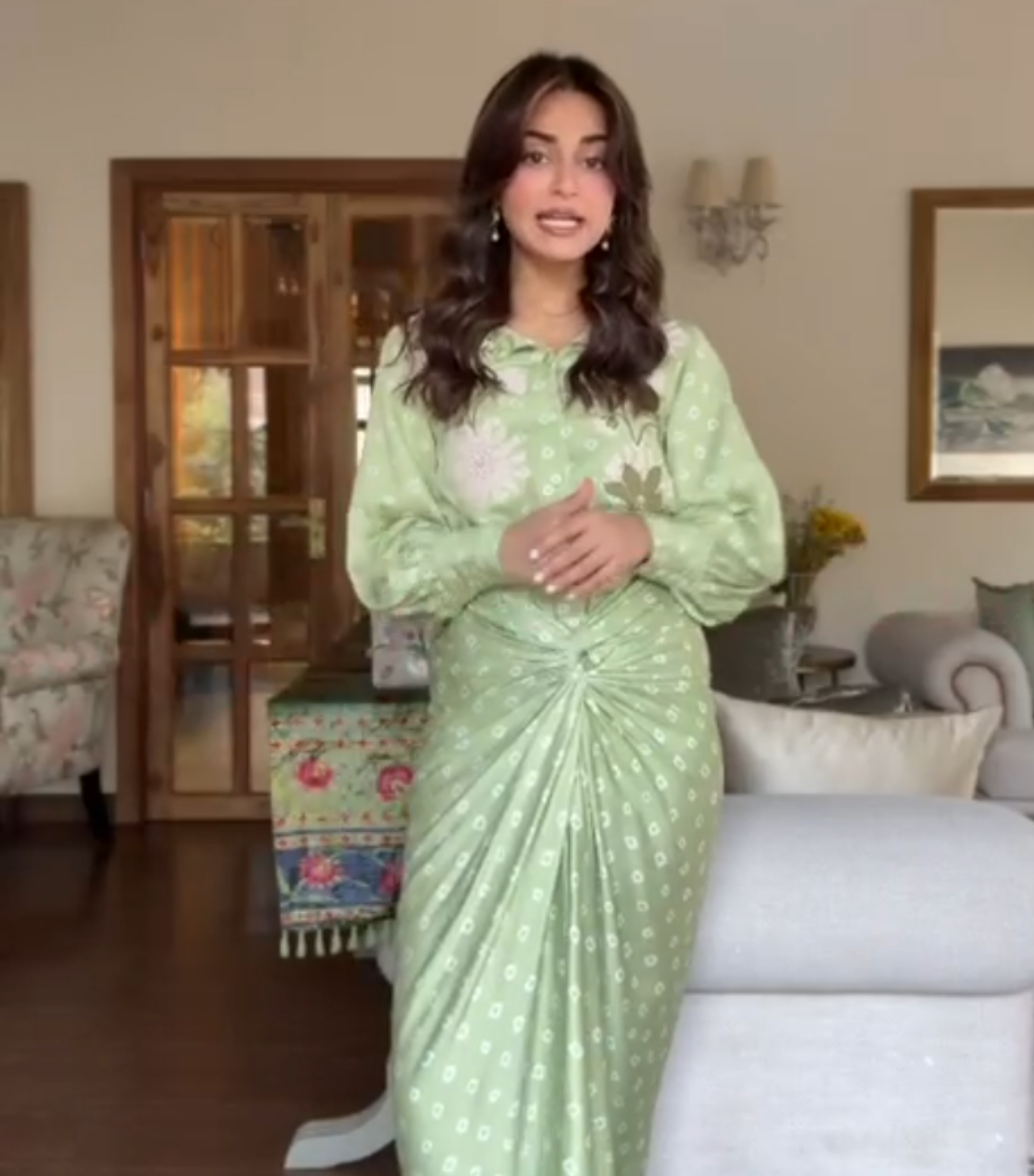 MEHAK BAKSHI - FLORET BANDHANI SHIRT WITH KNOT SKIRT SET