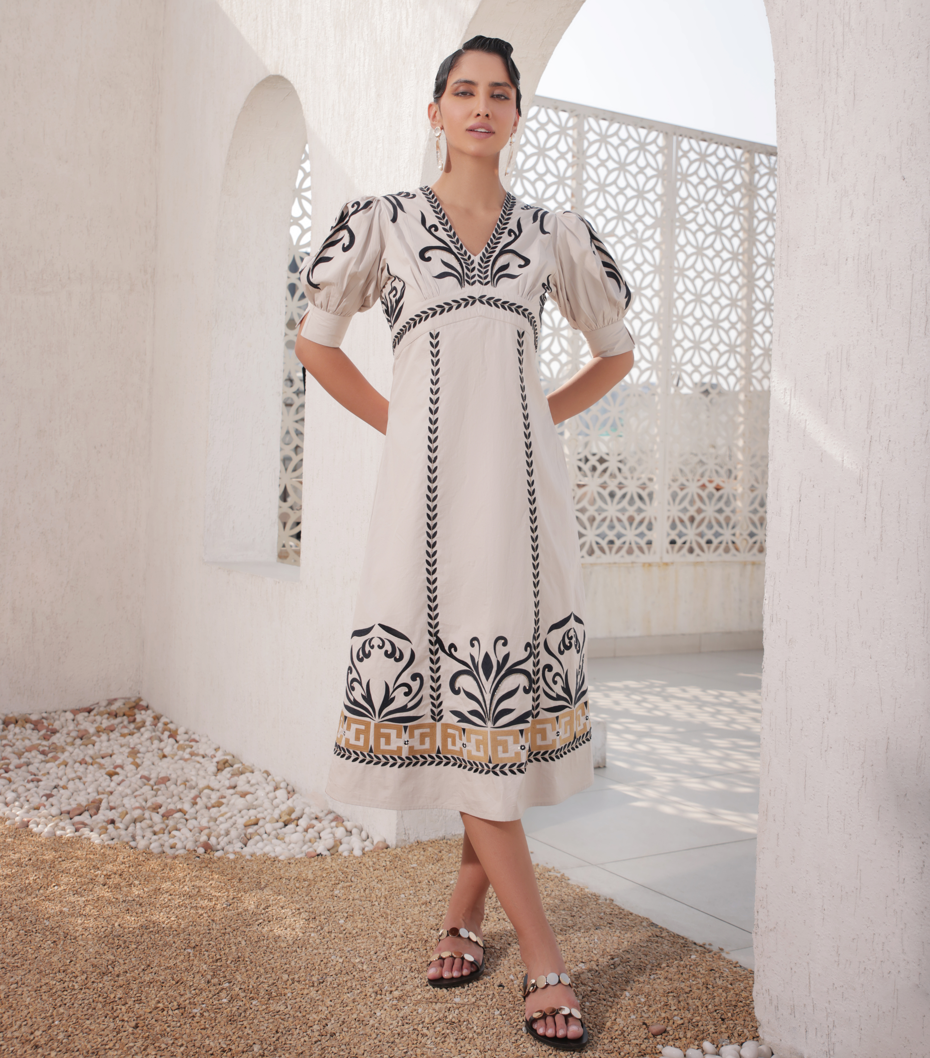 MIDNIGHT MOSAIC FLARED DRESS