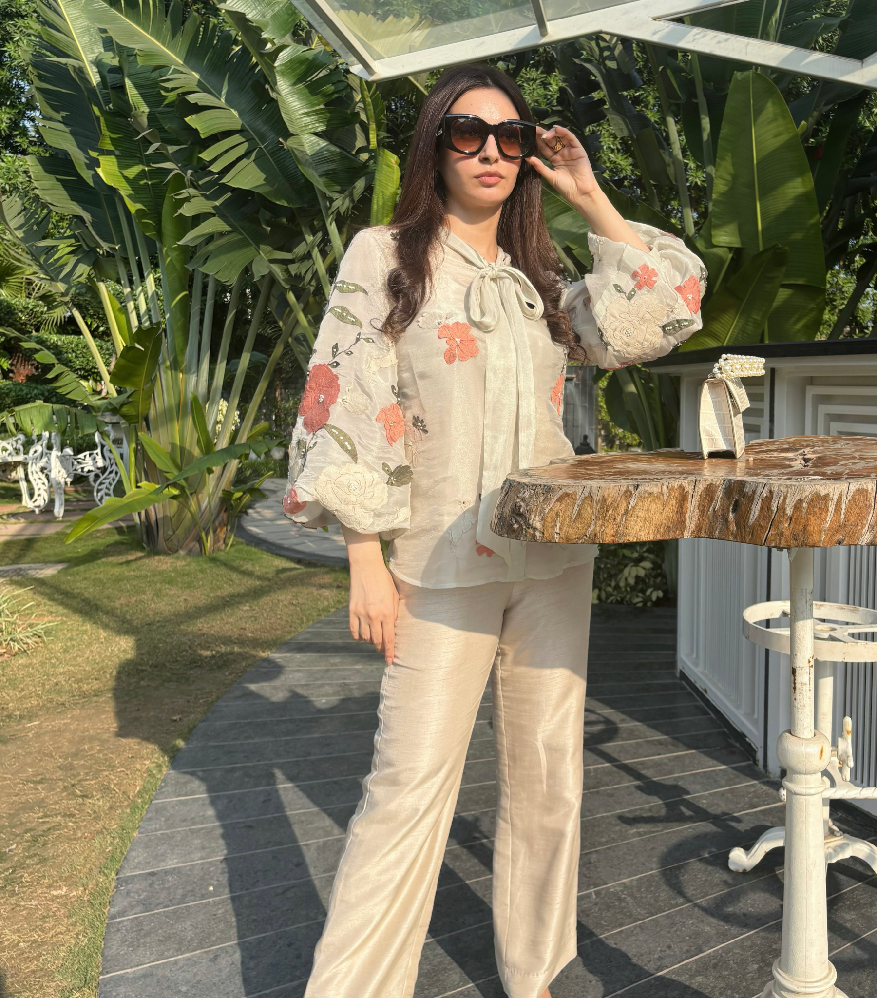 PREETIKA BHASIN - GULAB TIE UP TISSUE COORD SET