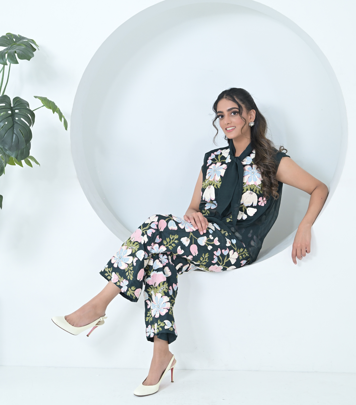 BIG KHUSHBOO CHIFFON SHIRT WITH HEAVY EMBROIDERED PANT SET