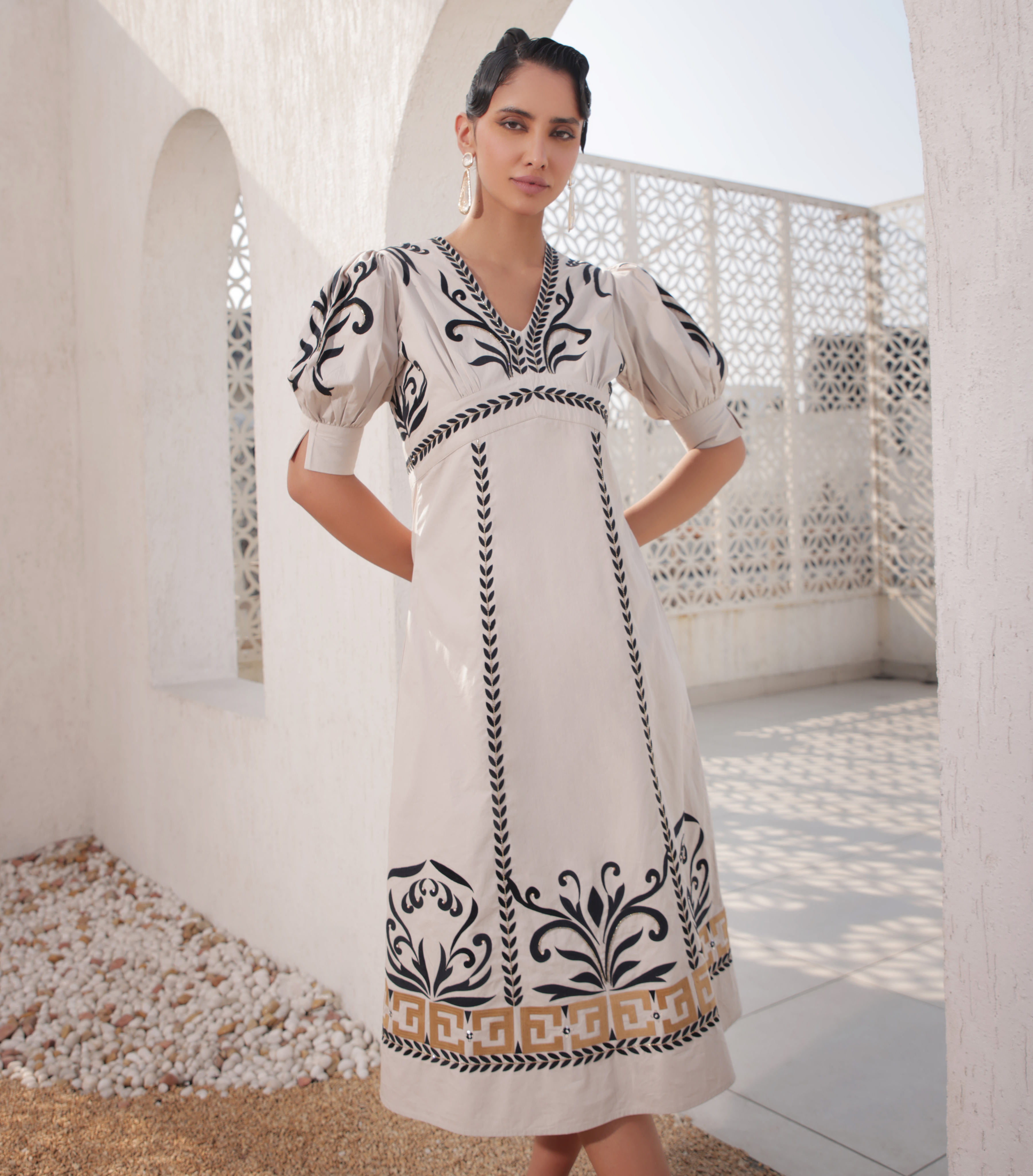 MIDNIGHT MOSAIC FLARED DRESS