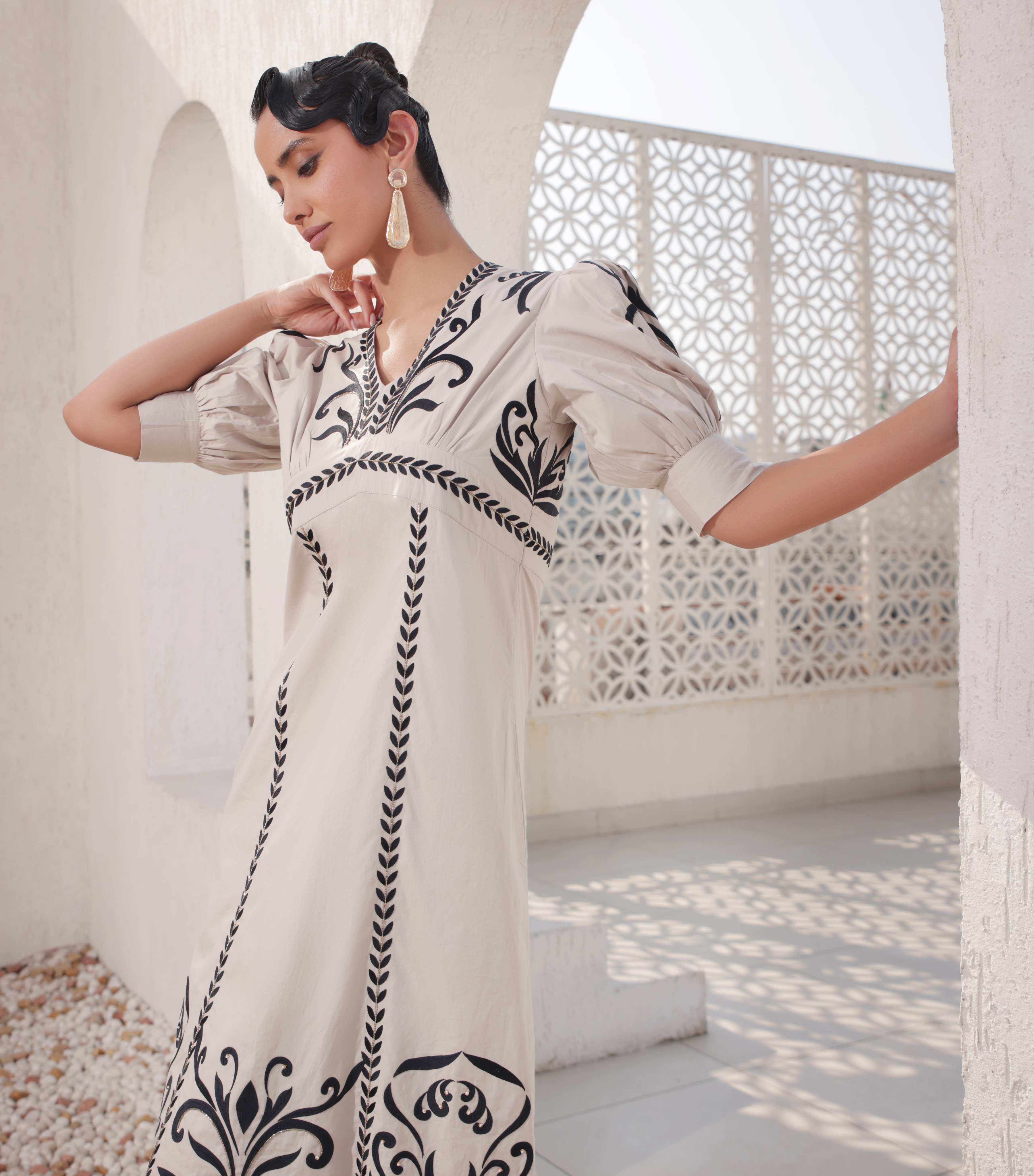 MIDNIGHT MOSAIC FLARED DRESS