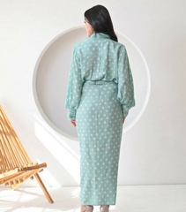 FLORET BANDHANI COLLAR WORK SHIRT WITH KNOT SKIRT SET