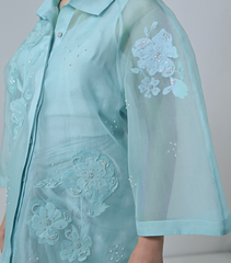 PEARL PETAL SHIRT WITH KNOT SKIRT SET