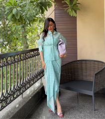 MEHAK JAIN - FLORIS BANDHANI SHIRT WITH PLEATED SKIRT SET