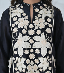 IVORY GARDEN TUNIC & FARSI PANT SET WITH BANDHANI DUPATTA
