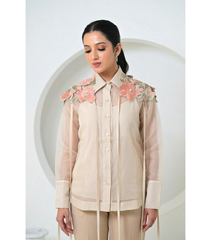 BLOOM STORY SHOULDER EMBELLISHMENT SHIRT
