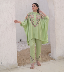 DUPION BIG FLOWER KURTA KAFTAN SET