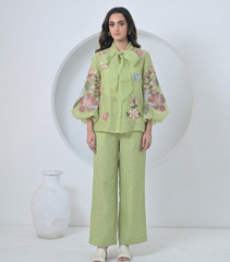 DUPION BIG FOWER BOW TIE UP CO-ORD SET