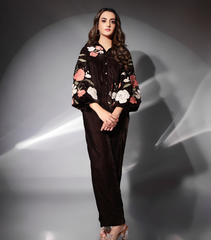 GULAB & STONEWORK MOCHA BLOOM CO-ORD SET