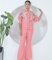 BLUSH PINK FLORIUM SHIRT WITH PANT SET