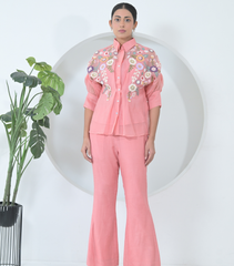 BLUSH PINK FLORIUM SHIRT WITH PANT SET