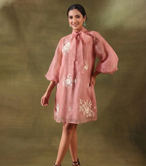 INFLORESCENCE BUNCH ORGANZA BOW TIE UP DRESS