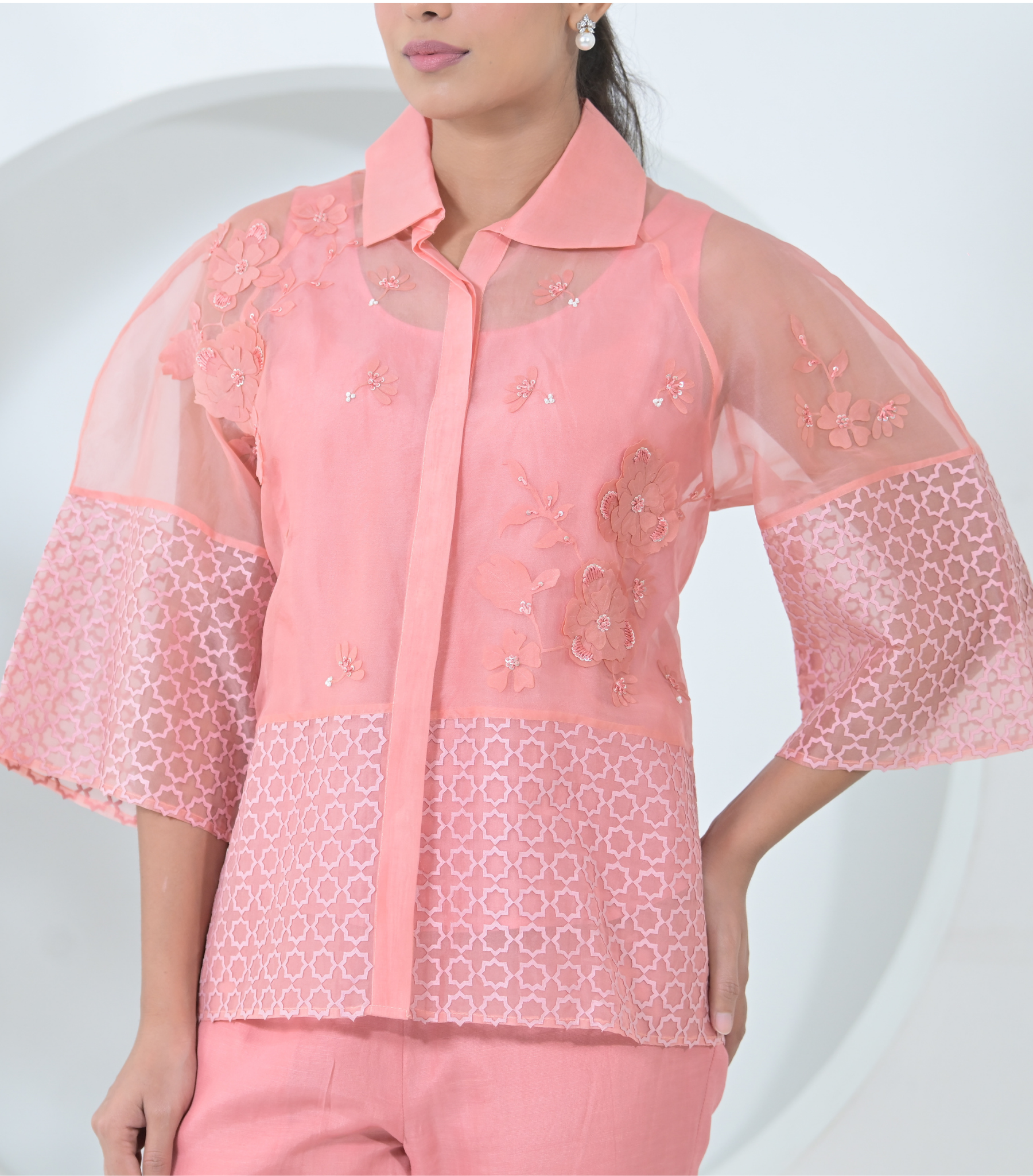 PEARL PETAL JAALI SHIRT WITH PANT SET