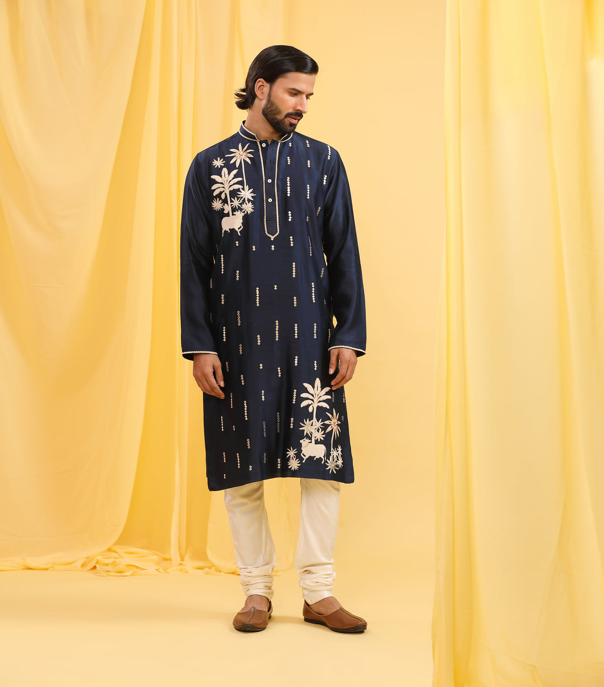 PICHWAI NAVY KURTA SET